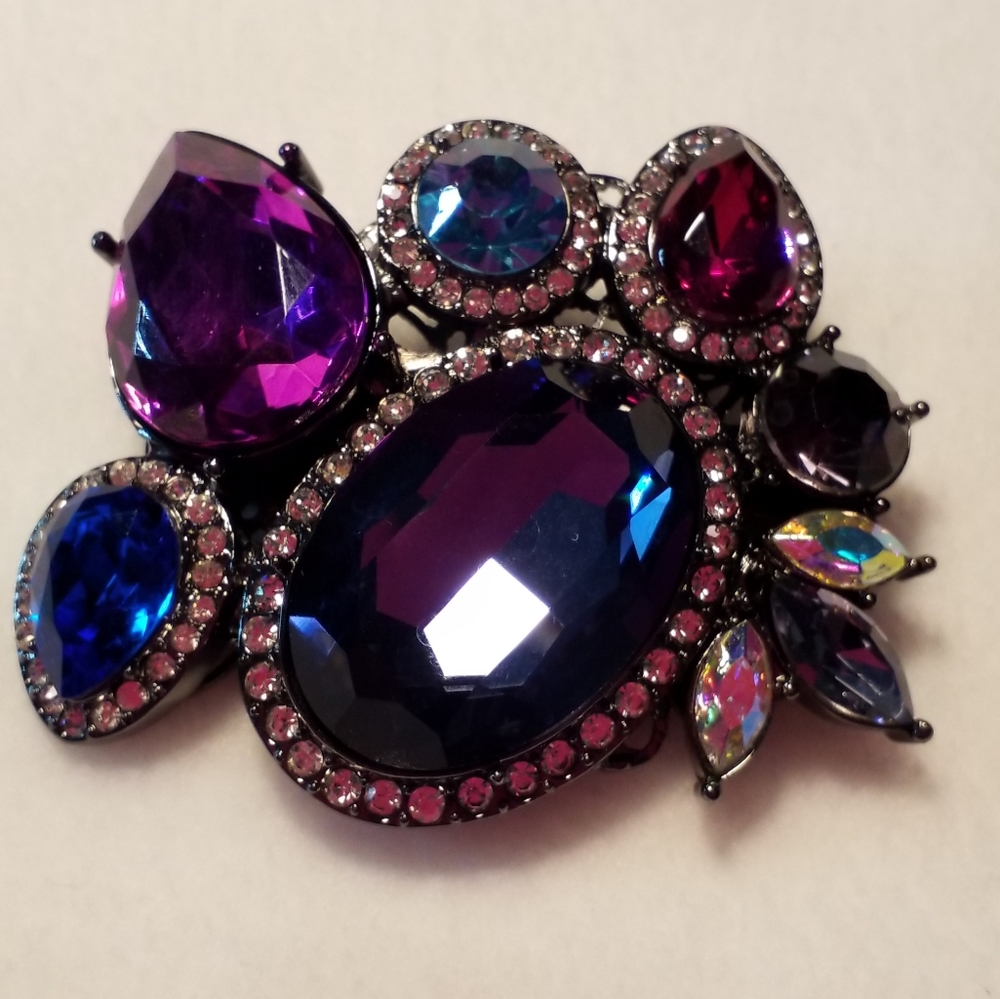 Multi-color Rhinestone Hair Brooch - Picture 5 of 5